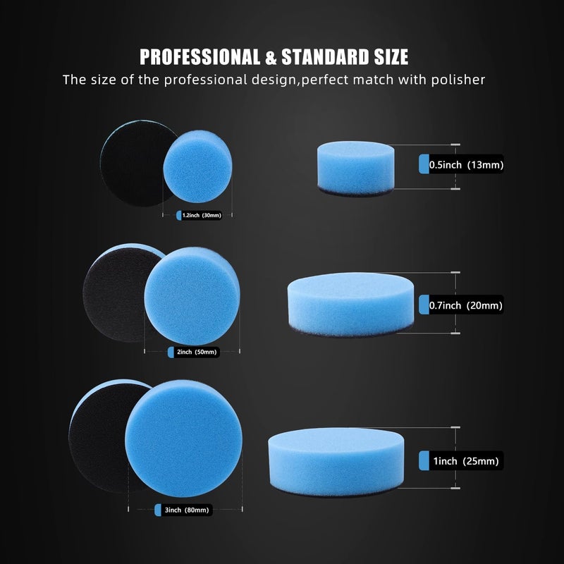 ZFE Car Foam Drill Polishing Pad Kit, 44Pcs 1inch 2inch 3inch Detail Polishing Buffing Pad Mix Size Car Detailing Kit with 5/8-11 Thread Backing pad & Adapters for Buffer Polisher Polishing, Buffing - Image 3